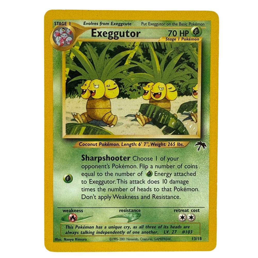 Pokémon TCG Exeggutor 13/18 Southern Islands 2001 Non Holo Vintage Card LP-EX